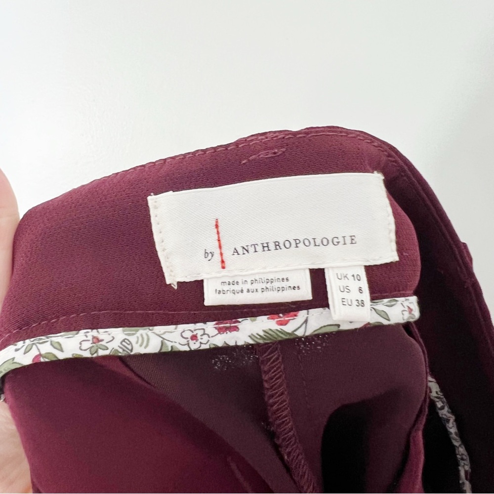 Anthropologie Sasha Button Fly Tapered Trouser in Wine Size 6 - Picture 8 of 10